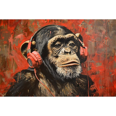 Monkey with Headphones Painting